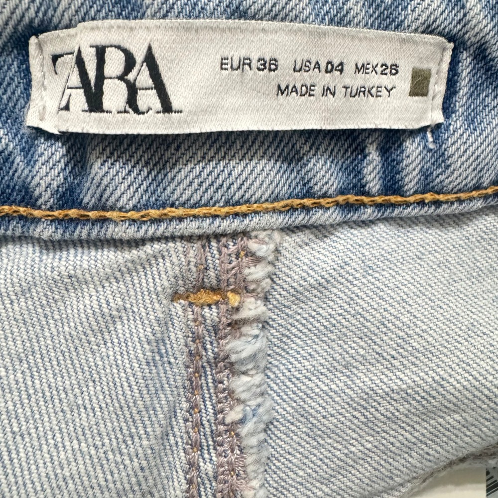 Zara Slim Fit Jeans Women 4 Light Blue NEW High Rise Distressed Cropped 6164/064 - Picture 8 of 11